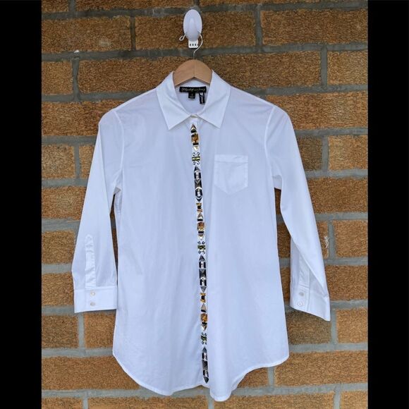 Elizabeth and james button down rhinestone blouse small - Picture 1 of 12